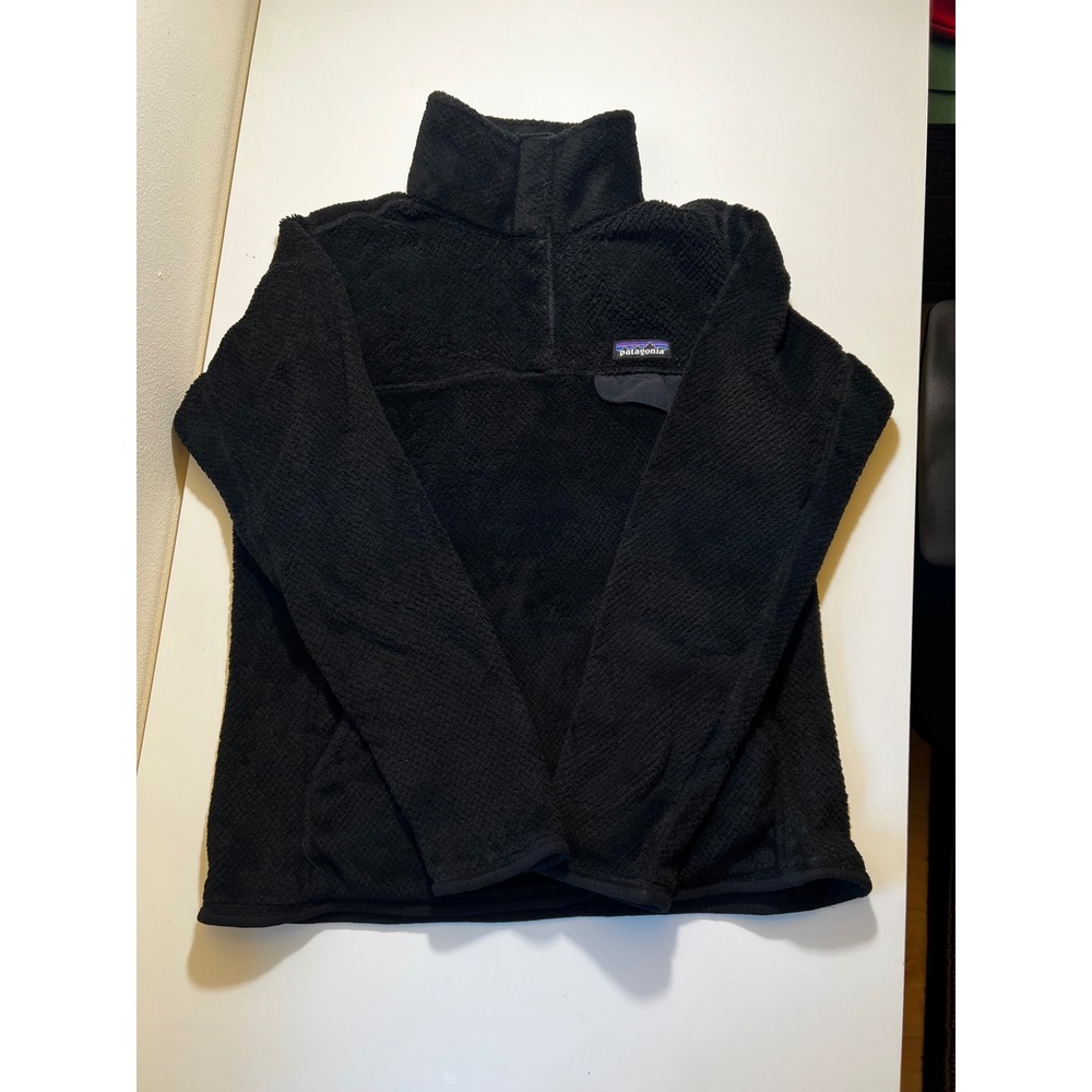 Patagonia Womens Fleece Jacket M Black Snap T Vintage Sweater Fuzzy